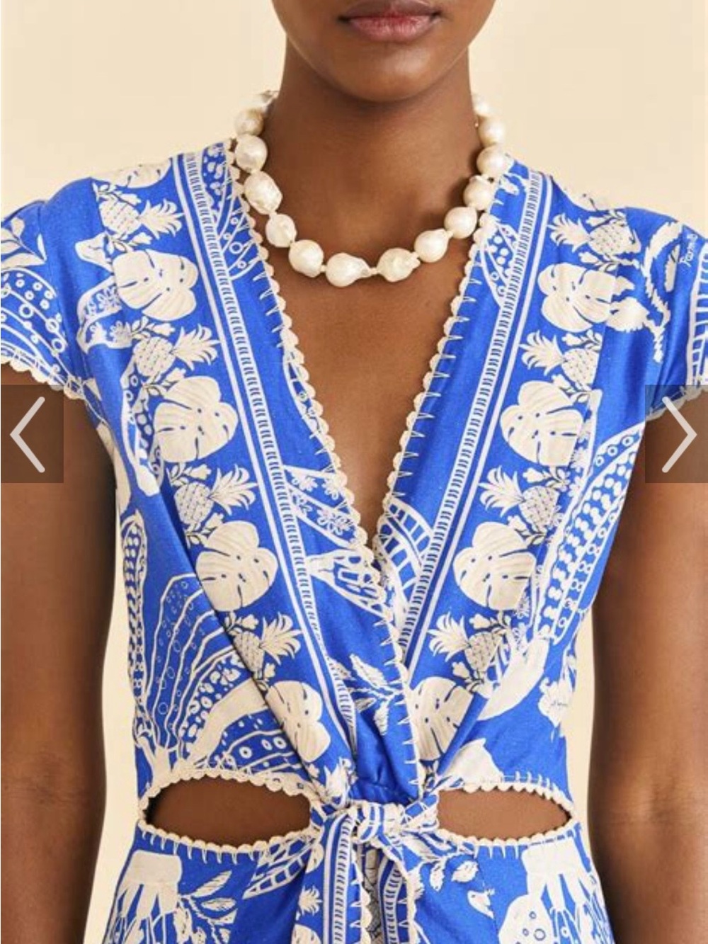 FARM Rio Blue and White Lace Banana Print Midi Dress XS NWT - Picture 5 of 6